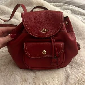 coach red mini backpack